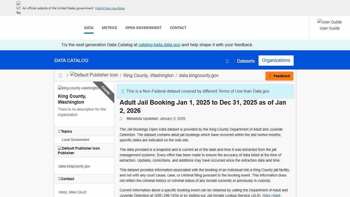 Adult Jail Booking Jan 1, 2025 to Dec 31, 2025 as of Jan 2, 2026 - Catalog