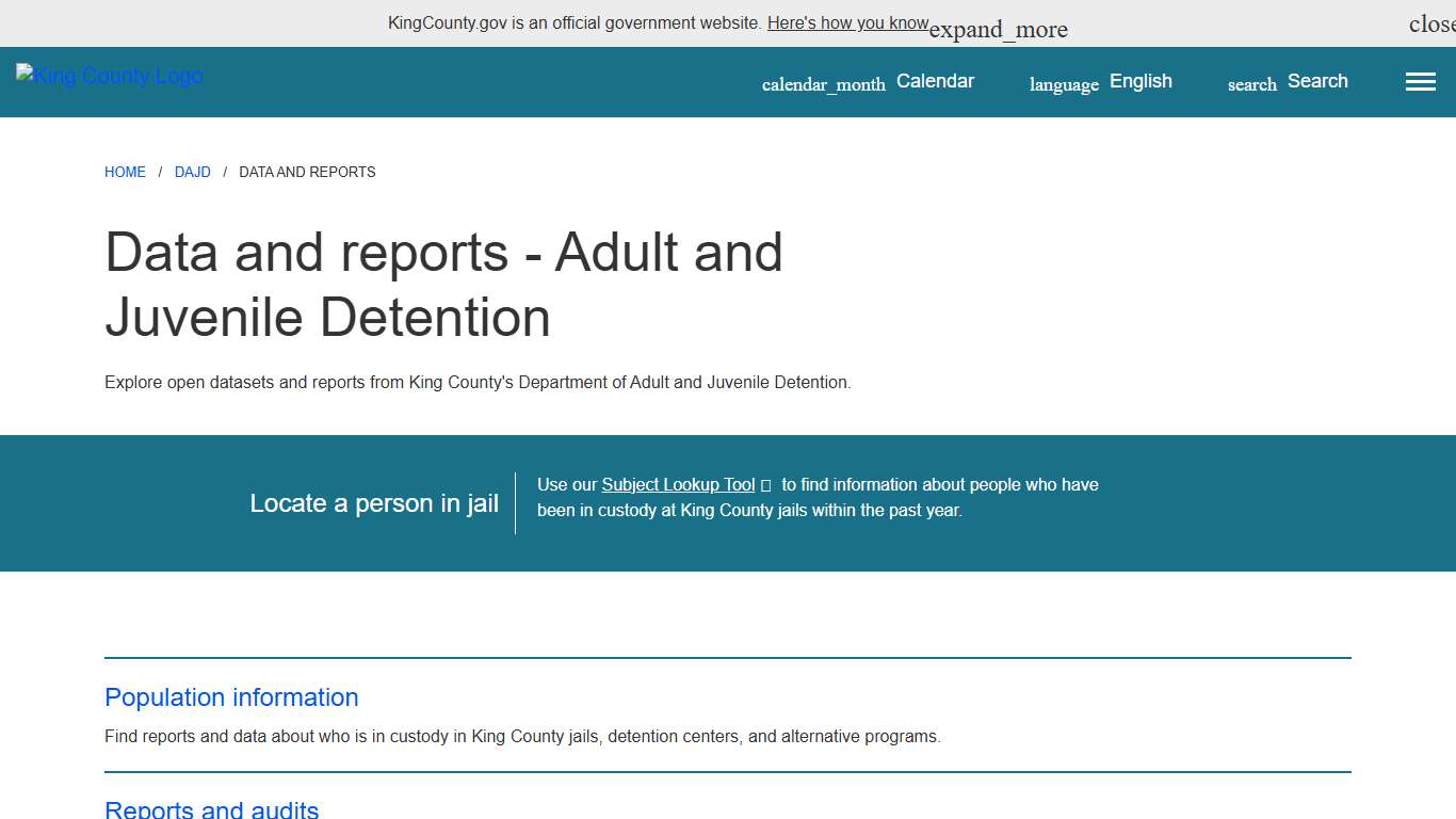 Data and reports - Adult and Juvenile Detention - King County, Washington